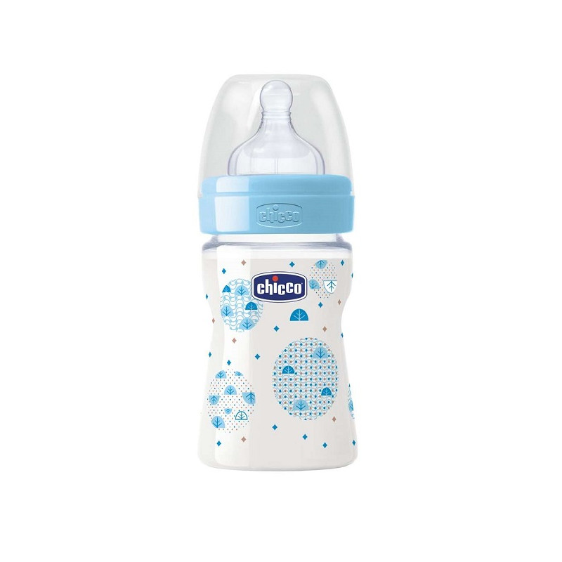 Chicco  Biberon per Bambino in Plastica e Silicone Flusso Regolare Blu 150 ml