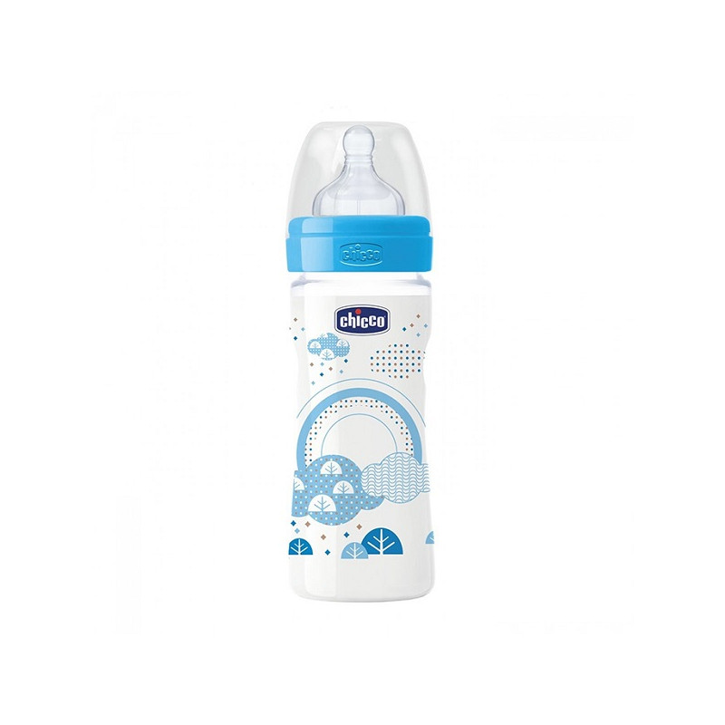 Chicco Biberon per Bambina in Plastica e Silicone Flusso Medio 250 ml Azzurro