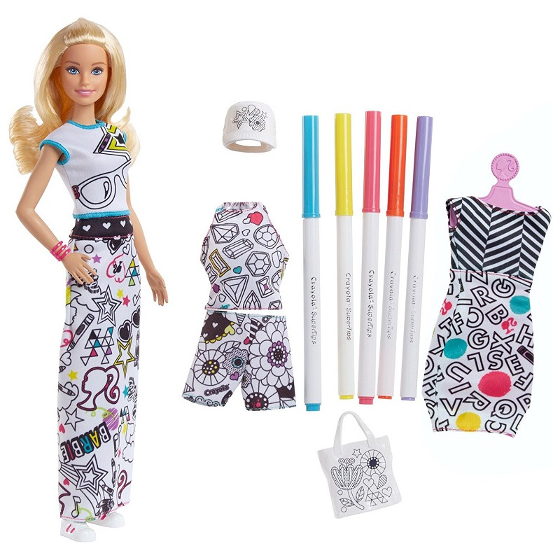 Barbie Crayola Colora la Moda con Pennarelli e Abiti da Colorare