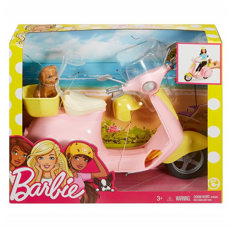 Mattel Barbie FRP56 Scooter con Cagnolino e Casco Inclusi