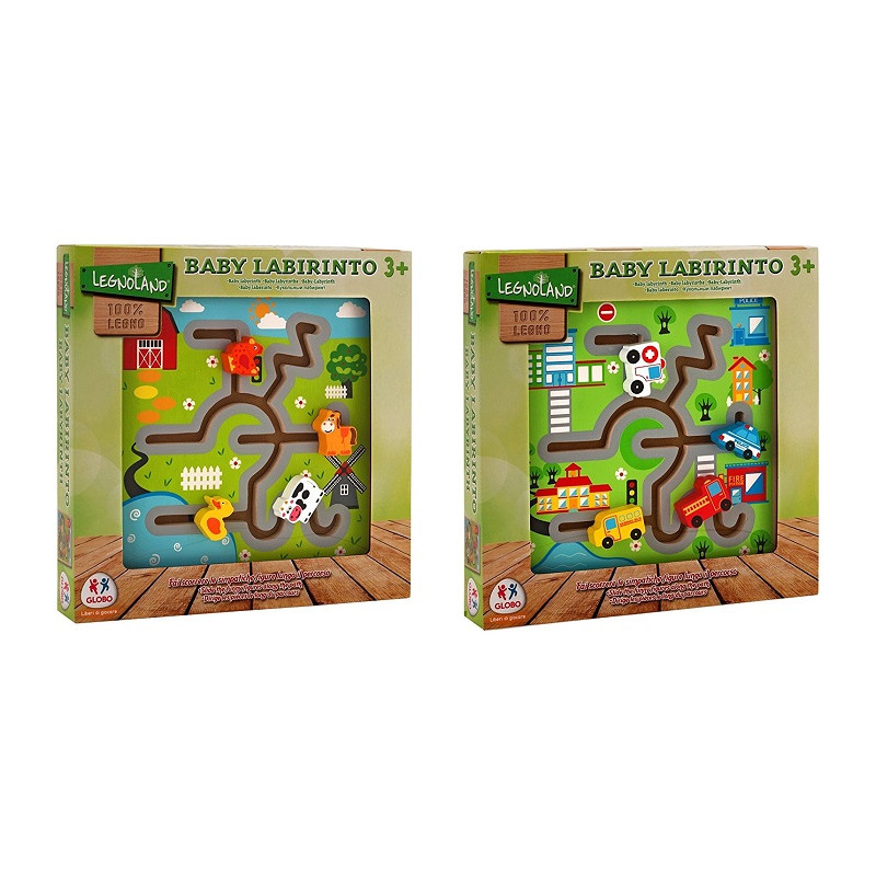 Globo 37438 Legnoland Labirinto Puzzle in Legno 25 x 25 x 2,5 cm Modelli Assortiti