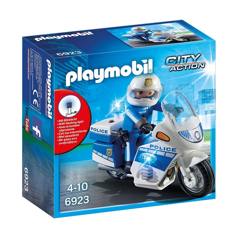 Playmobil 6923 Moto della Polizia, Colore Blu