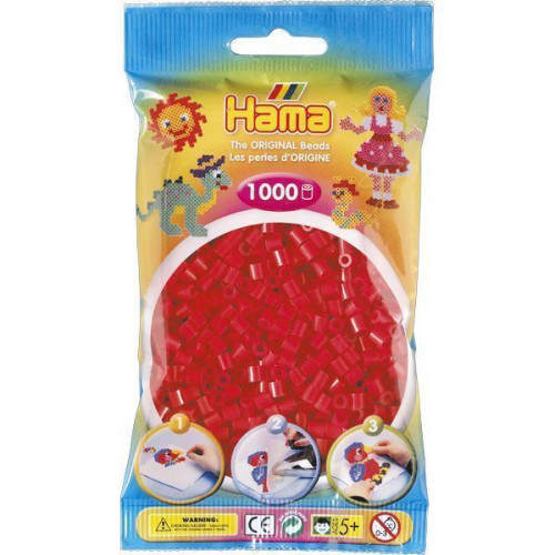 Hama BH20704 Perle mattonicini decorativi 1000 pezzi colore: rosso
