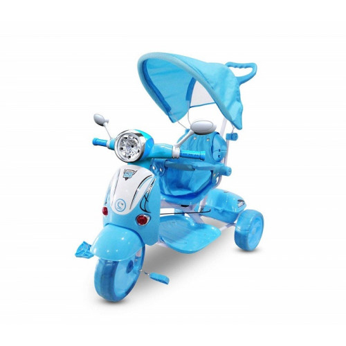 Tricicolo Vespa Vespino Hornet Azzurro Per Bambino con Cappottina e Maniglia
