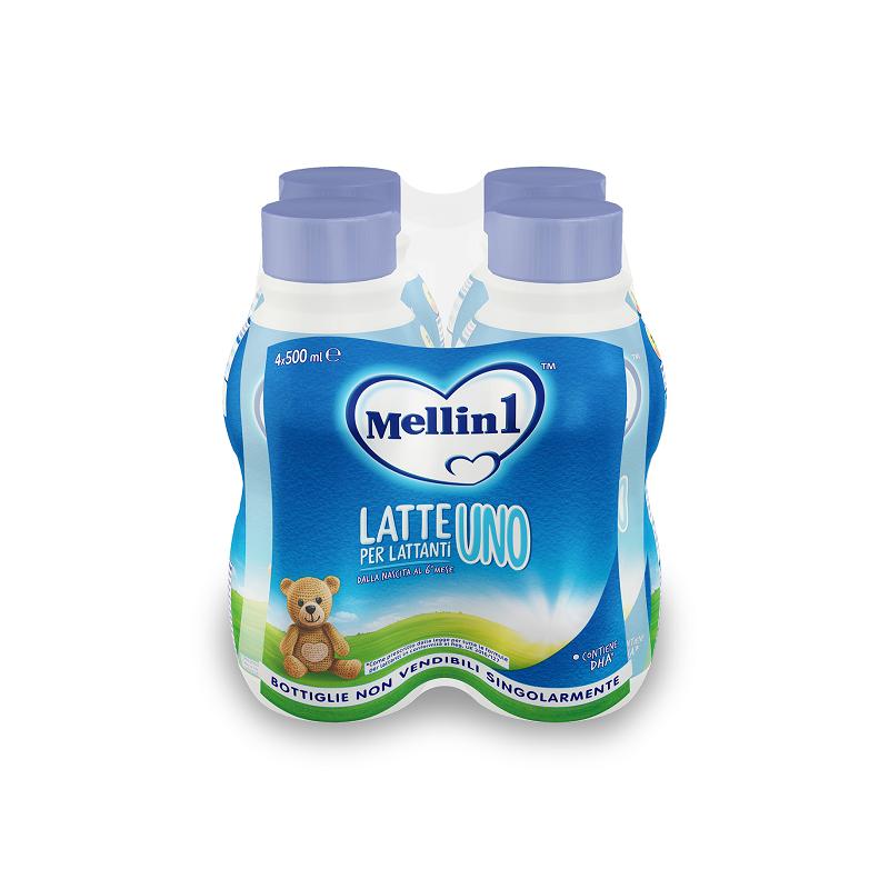 Mellin Latte 1 Liquido per Neonati Confezione da 4 Bottiglie da 500 ml