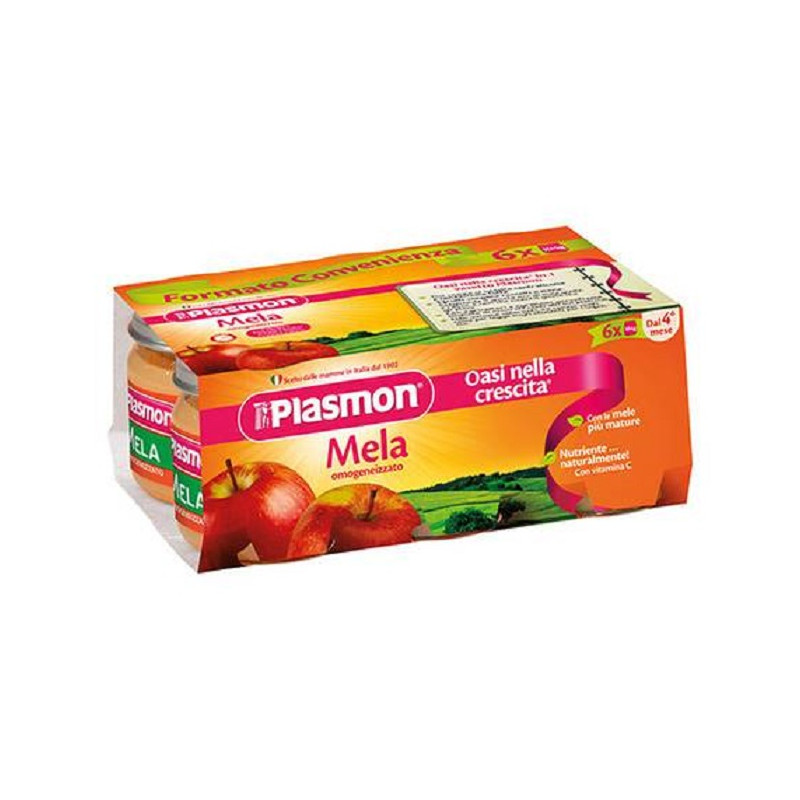 4 Confezioni Plasmon Omogeneizzato Frutta Mela 24 Vasetti