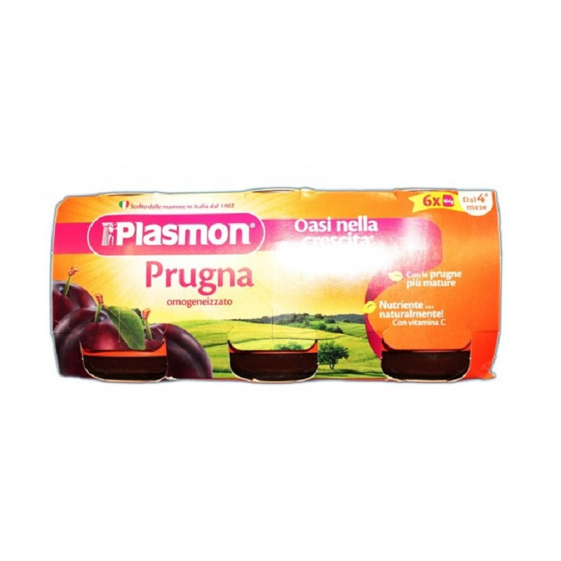 4 Confezioni Plasmon Omogeniezzato Frutta Prugna 24 Vasetti