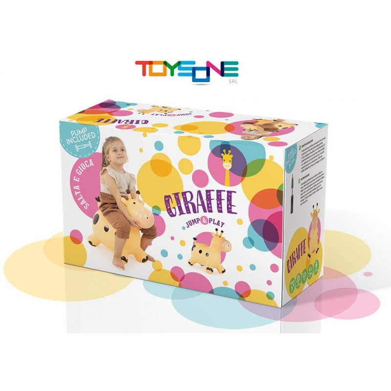 Toys Jump&Play Giraffa Cavalcabile e Gonfiabile con Pompa Inclusa