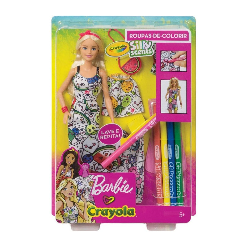 Barbie - Crayola Colora la Moda Bambola con Abiti Lavabili