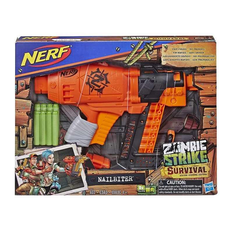 Nerf Fucile Zombie Strike Survival Nailbiter con dardi inclusi