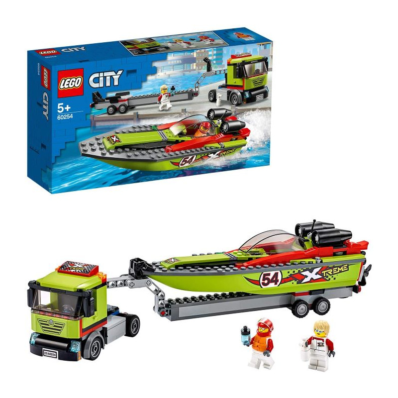 Lego City Great Vehicles Trasportatore di Motoscafi con 2 Minifigure