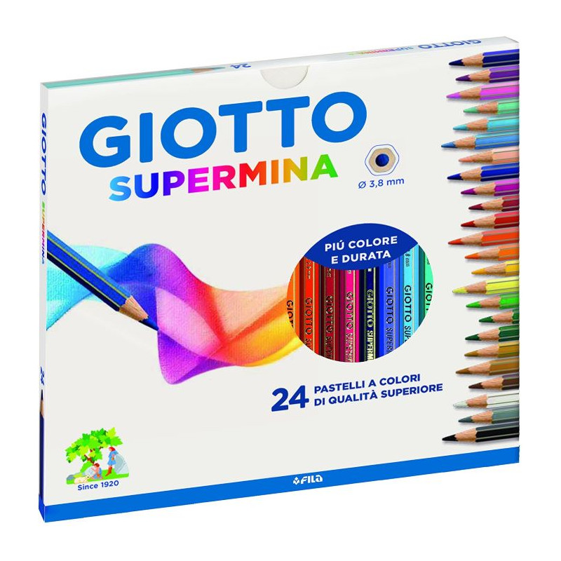 Fila Giotto Astuccio 24 Supermina Diametro Mina 3,8Mm Pastelli A Matita Gioco