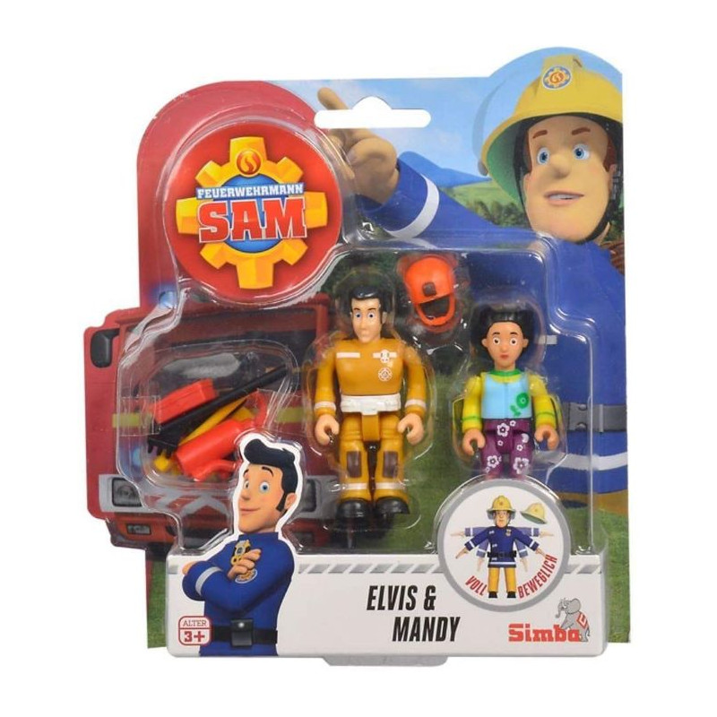 Simba Toys Sam Il Pompiere Set Due Personaggi Articolati 7.5 cm con Accessori Assortiti