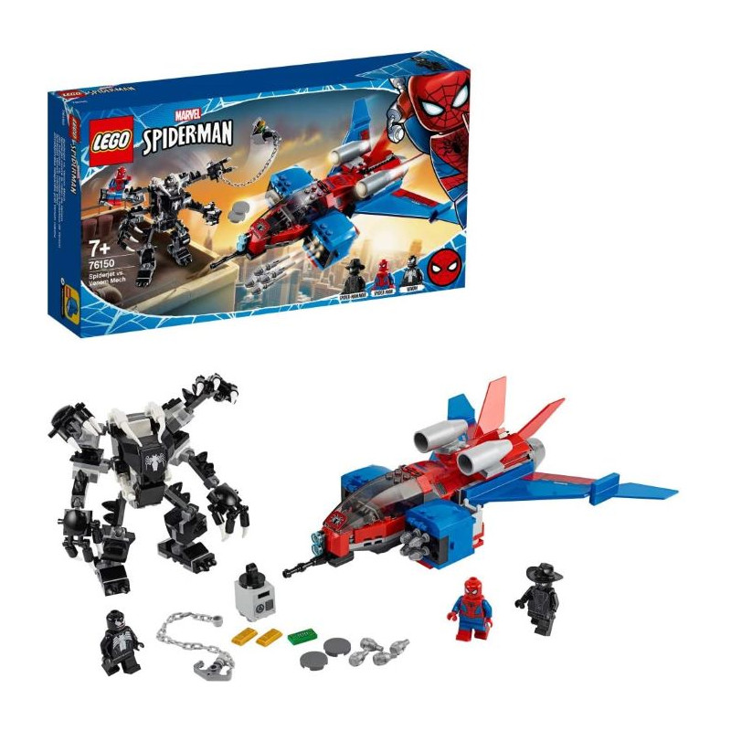 Lego Super Heroes Spider-Jet Vs Mech Venom Set di Costruzioni per Bambini con 3 Minifigure LEGO Spid