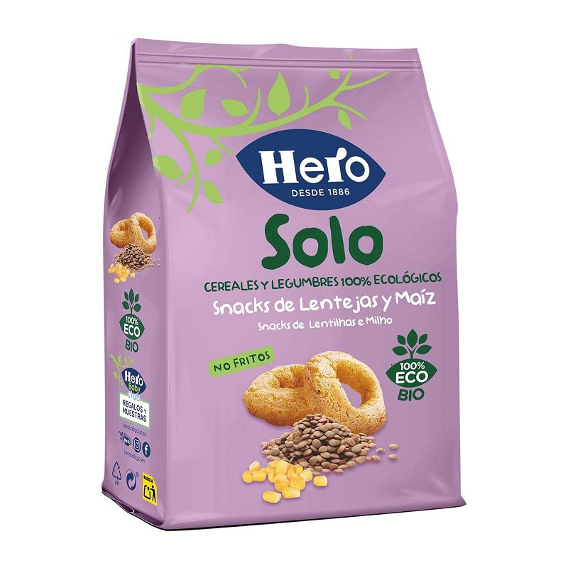 Hero Solo Snack Lenticchie e Mais 100 % BIO 4 Confezioni da 50 g