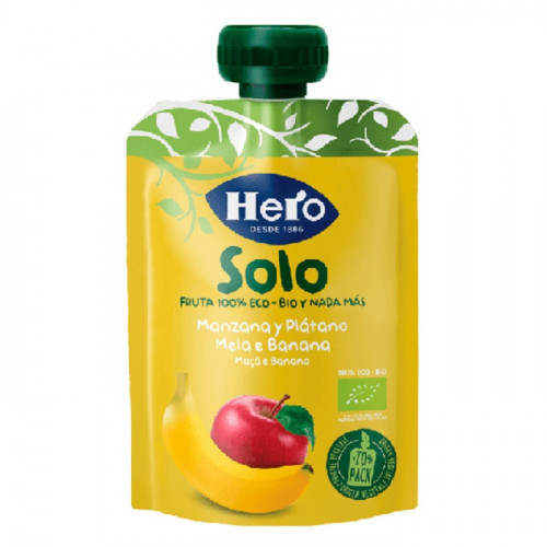 Hero Solo Frutta Frullata 100% BIO, Mela e Banana 4 Confezioni da 100 g