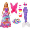 Mattel Barbie Dreamtopia Playset con Bambola Bionda con 3 Outfit