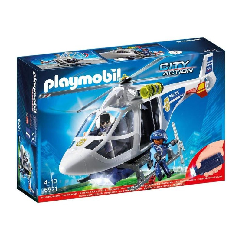 Playmobil City Action Elicottero della Polizia con Faro Illuminante a Led