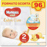 Huggies Extra Care Bebè Pannolini Taglia 2 (3-6 kg) Confezione da 96 Pezzi (4 x 24)