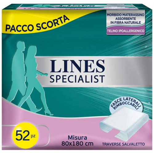 Lines Specialist Traversa 52 Assorbenti per Incontinenza Uomo e Donna 80X180 cm