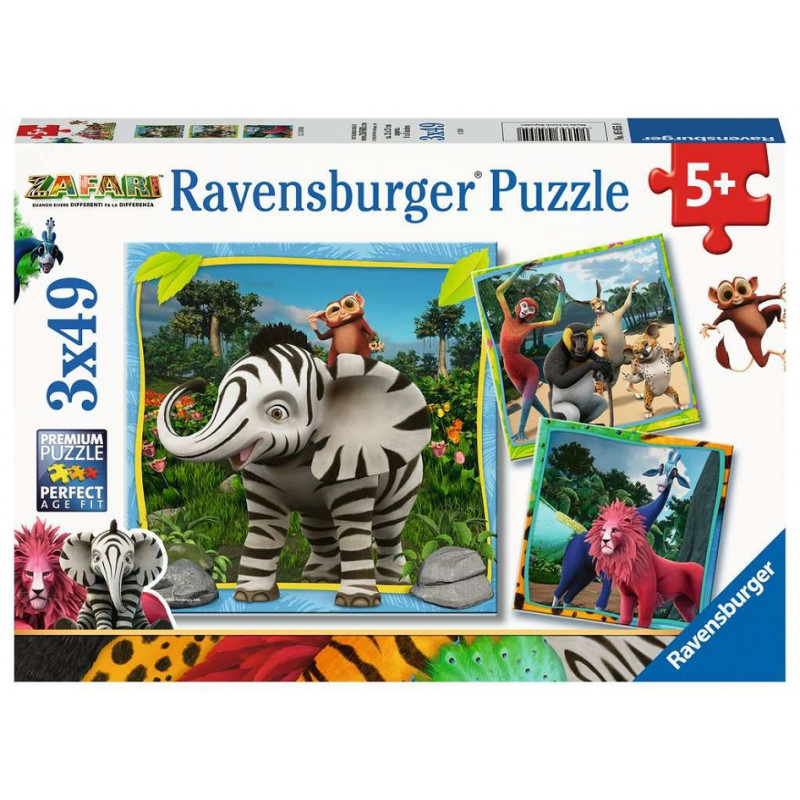 Ravensburger 05055 Zafari Puzzle per Bambini 3 X 49 Pezzi
