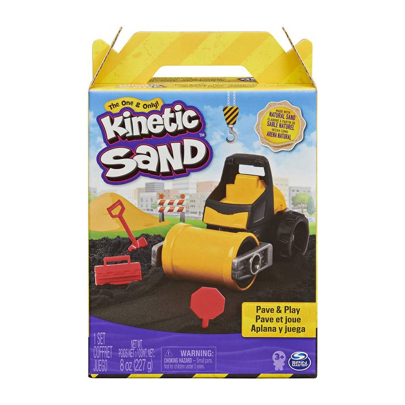Spinmaster Kinetic Sand Set Gioco con Rullo Asfaltatore e 227 G di Kinetic Sand Nera