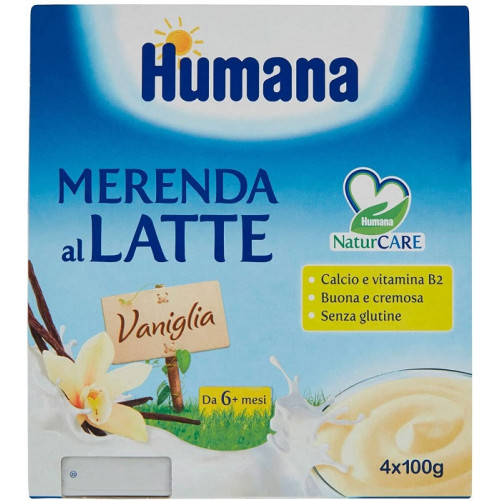 Humana Merenda al Latte Gusto Vaniglia confezione da 4X100gr