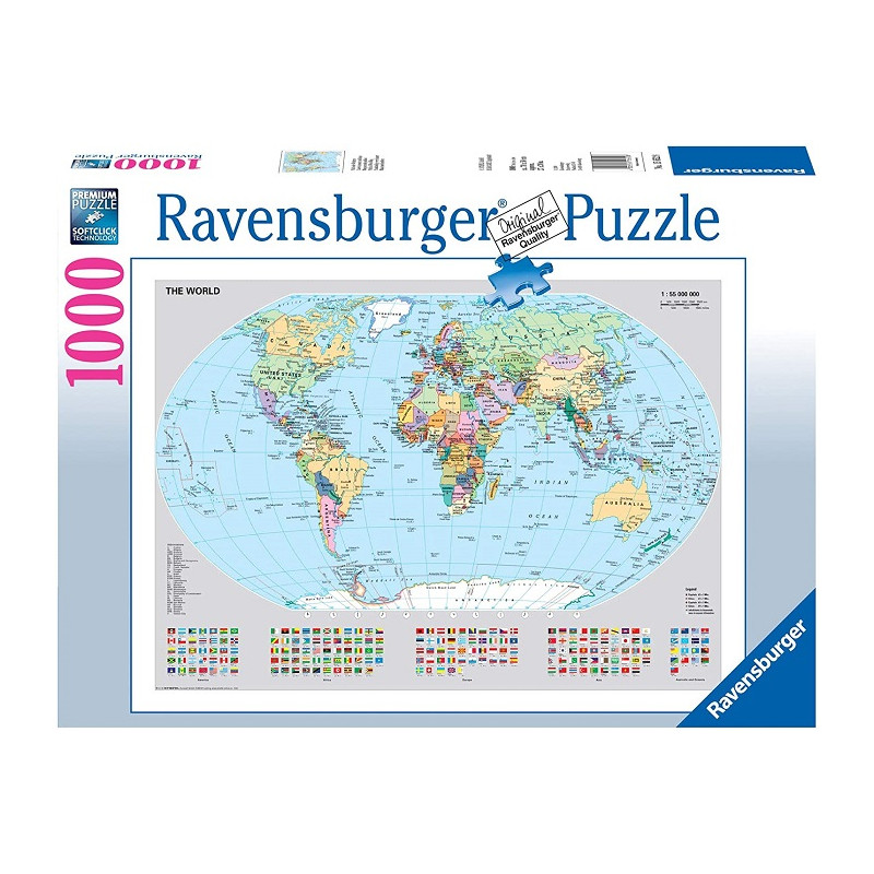 Puzzle 1000 Pz Pezzi Mappamondo Politico New by Ravensburger 