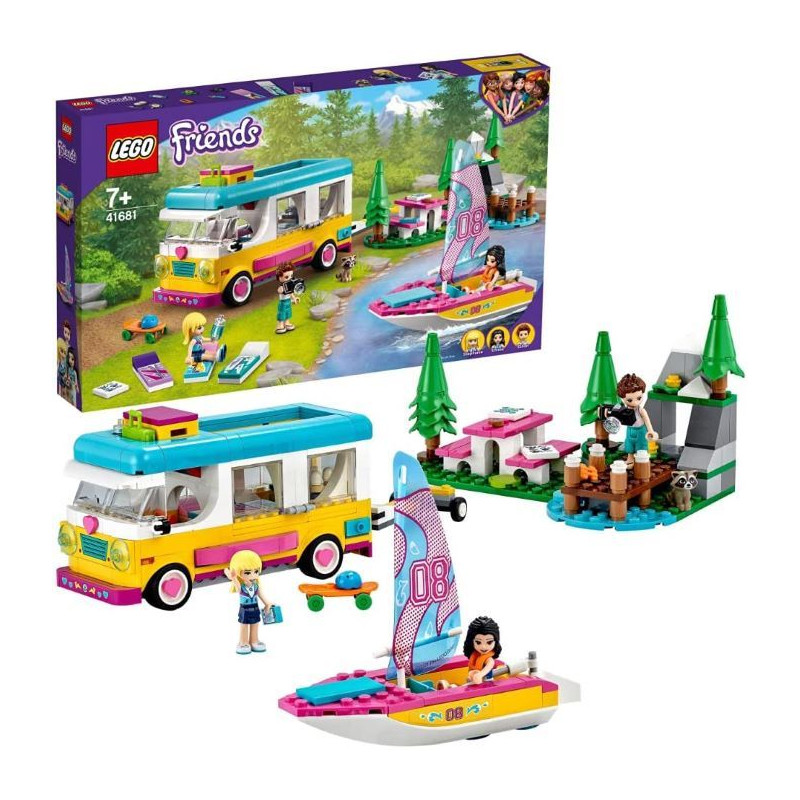 Lego Friends Camper Van nel Bosco con Barca a Vela Playset con Mini Bamboline di Stephanie Emma ed E