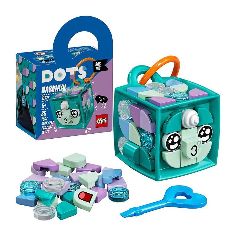 Lego Dots Bag Tag Narvalo Kit Lavoretti Creativi per Bambini Portachiavi Personalizzato Componibile