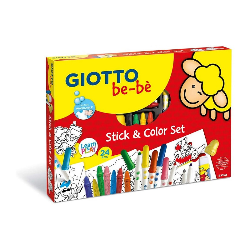 Fila Giotto Set Stick&Color Be-Bè Pennarelli Pastelli e Colla Stick