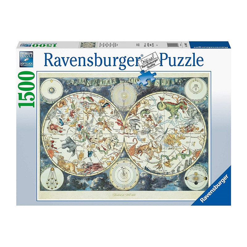 Ravensburger Puzzle Mappa del Mondo di Animali Fantastici 1500 pezzi