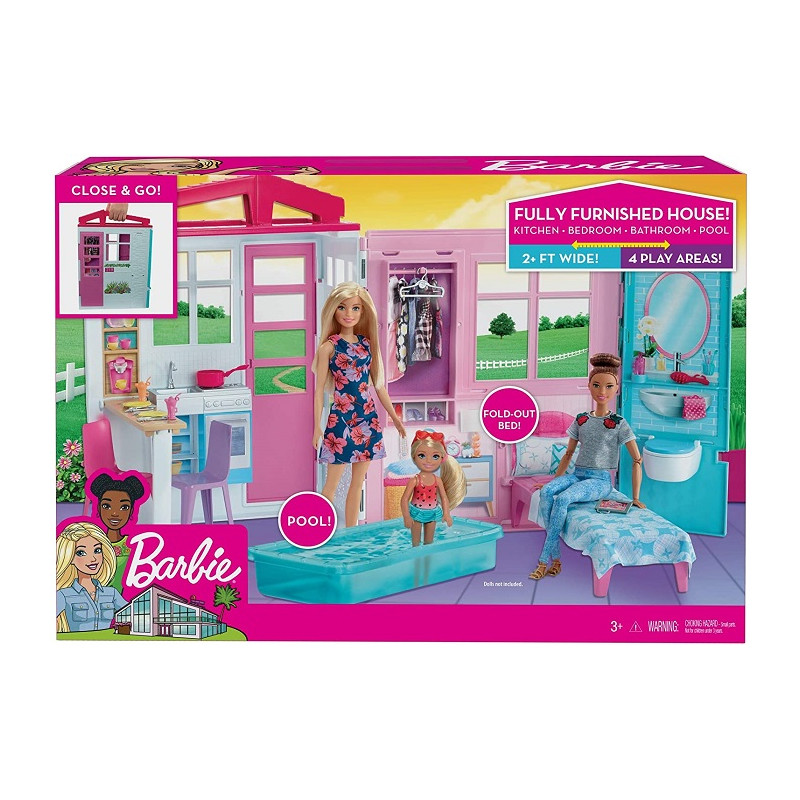 Barbie FXG54 Casa Portatile Piccola con Piscina e Accessori