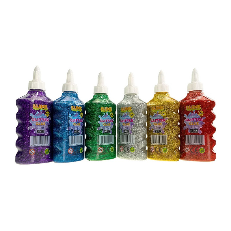 Nice Slime Set Glitter Glue per bambini da 180 ml e colori a Scelta