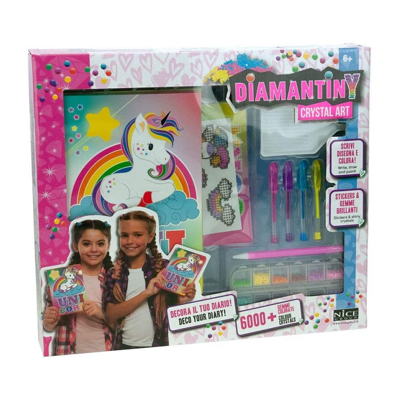 Nice Diamantiny Diamond Painting Kit con Diario Unicorno da Decorare e Personalizzare con Gemme 3D