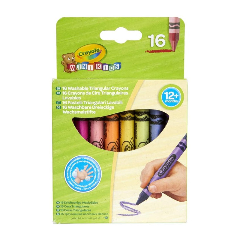 Crayola Mini Kids Maxi Pastelli a Cera Forma Triangolare 16 Pezzi Colori Assortiti