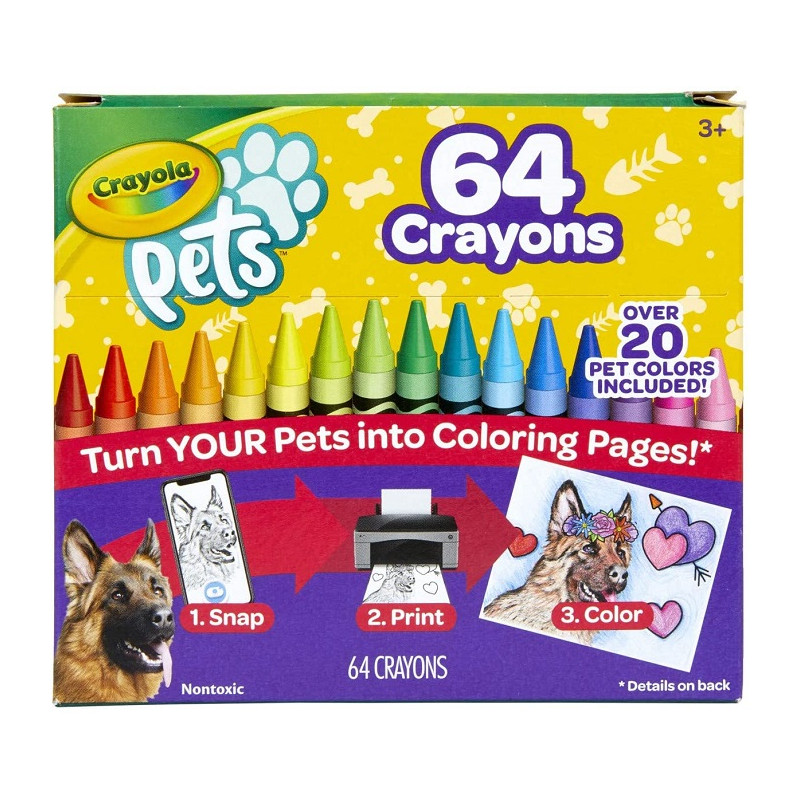 Crayola Pets64 Pastelli a cera di alta qualità con temperino