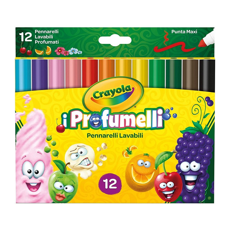 Crayola 12 Pennarelli Profumelli Lavabili e Profumati per Bambini a Punta Grossa Maxi