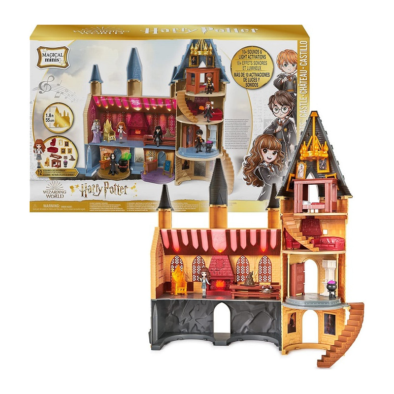 Wizarding World Castello di Hogwarts Harry Potter con 12 accessori luci suoni e bambola Hermione