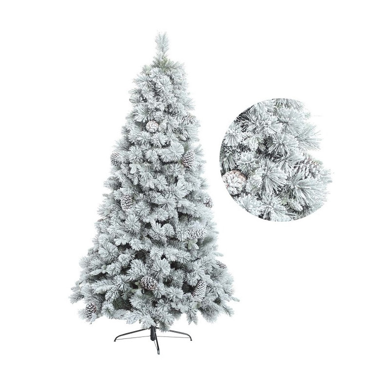 Flora Albero di Natale Cigno Altezza 180cm con pigne innevato