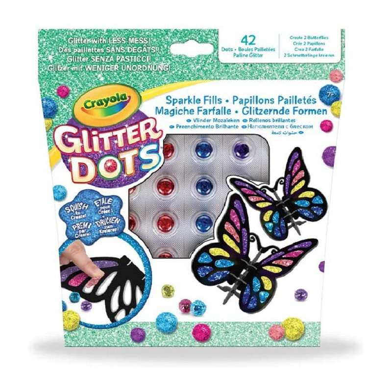 Crayola Glitter Dots Set Magiche Farfalle Crea Mosaici con Glitter Modellabile 04-1083