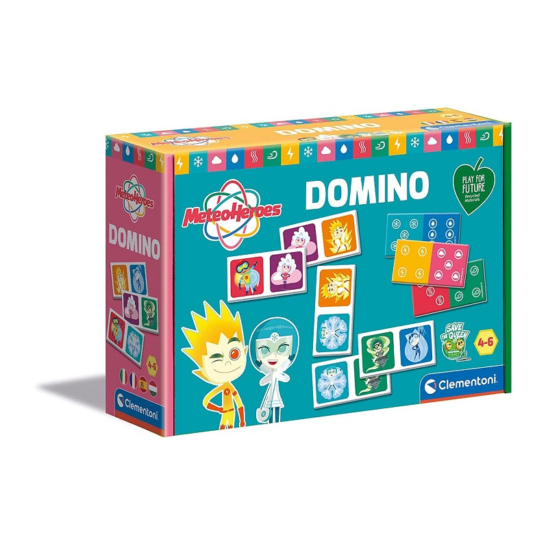 Clementoni 16346 Meteo Heroes Domino educativo Flashcards Carte da Gioco per Bambini