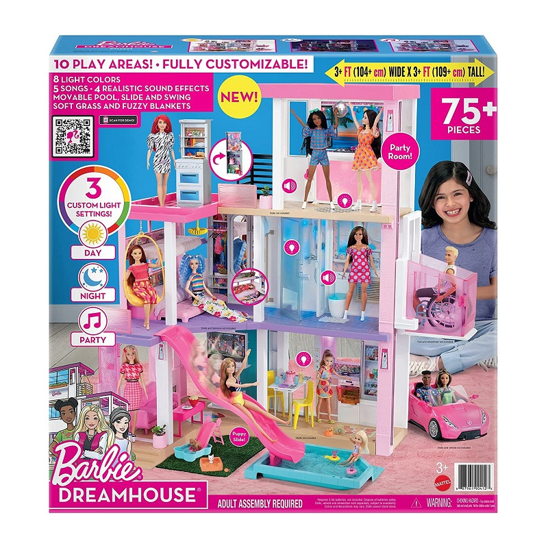Barbie GRG93 Casa dei Sogni per Bambole con 75 Accessori Luci Regolabili Musiche e Suoni