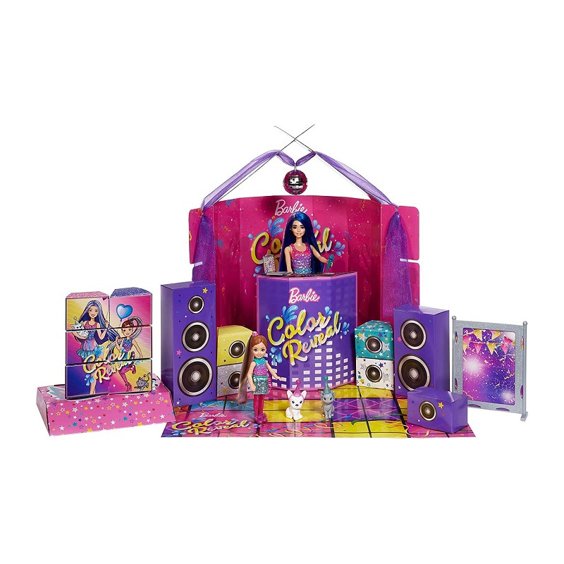 Mattel Color Reveal Festa a Sorpresa&#8203; con Barbie, Chelsea e 2 Cuccioli Color Reveal