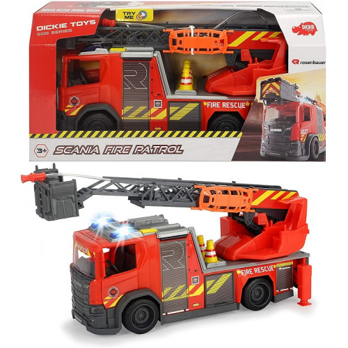 Dickie Toys- Scania Rosenbauer SOS Fire Rescue Luci e Suoni 35 cm