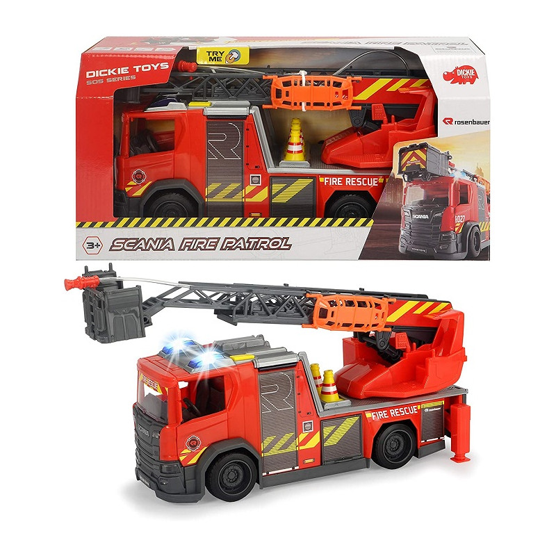 Dickie Toys- Scania Rosenbauer SOS Fire Rescue Luci e Suoni 35 cm