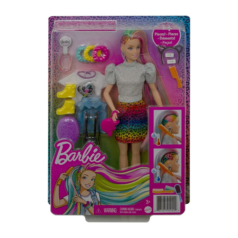 Mattel Barbie &#8203;Bambola Bionda con Capelli Arcobaleno