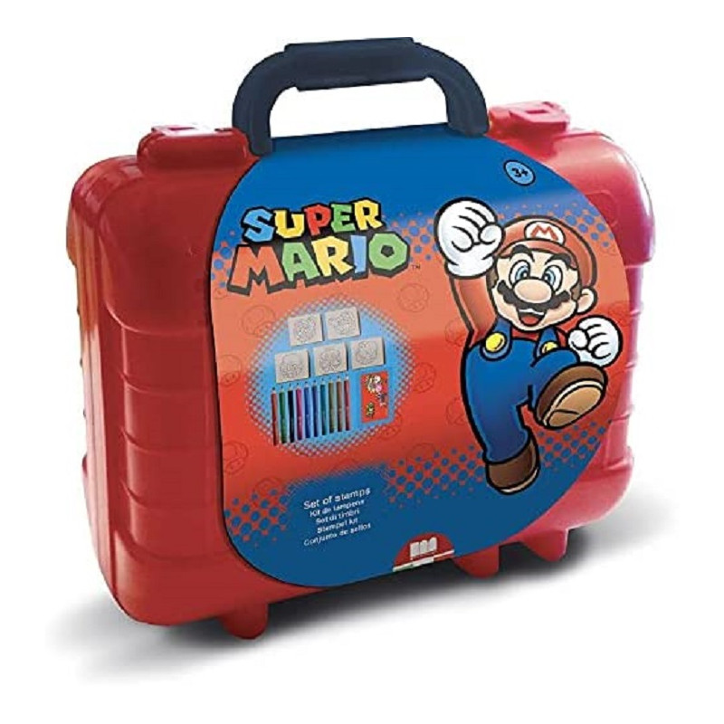 Multiprint Valigetta Travel Super Mario Album da Colorare Puzzle e Timbri
