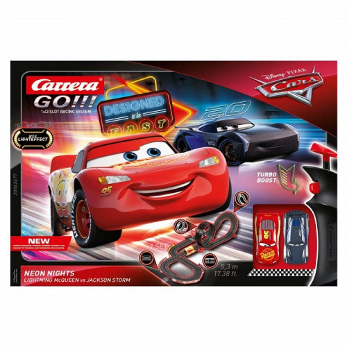 Carrera Toys GO!!! Disney Pixar Cars Neon Nights Set Pista da Scontro e Due Macchinine con Saetta Mc