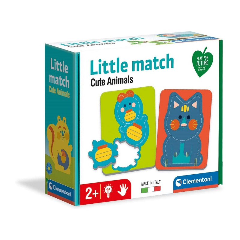 Clementoni- Little Match-Piccoli Animali-6 Mini, Tessere Puzzle a Incastro